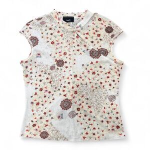 Y2K Rue21 Asian Inspired Sheer Mesh Top